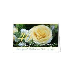 40th Wedding Anniversary card for Brother and Sister in Law   Yellow 