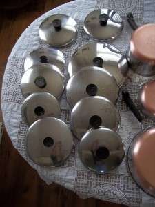 VINTAGE REVERE WARE 1801 COPPER CLAD BOTTOM STAINLESS STEEL 23 PIECE 