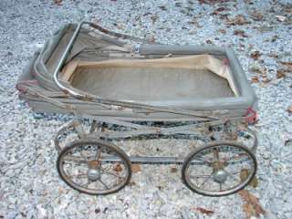 Antique Vintage Baby Carriage Foldable Stroller  