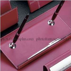  Red Leather Double Pen Stand
