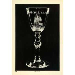  1939 Print Antique English Glass Goblet Engraved Whaling 