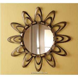   Antique Brass Metal Design 3d Wall Mirror Contemporary