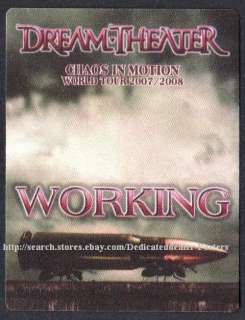 DREAM THEATER backstage pass Tour Satin Cloth WORKING 7  