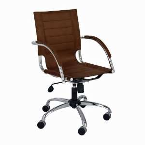  Flaunt Mid Back Microfiber Chair Brown Fabric Office 