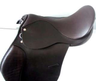 17 Brown English saddle Hunt Jump AP Chafeless girth leathers irons 