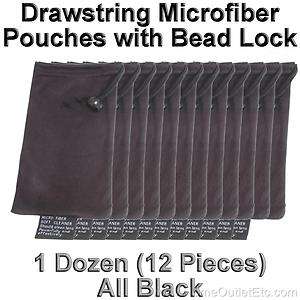   MICROFIBER POUCH with BEAD LOCK Sunglass Eyeglass Soft Case ALL BLACK