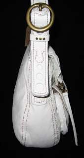 Lucky Brand Leather Stash Bag Purse Hobo Sac White New  