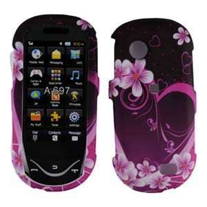  Pink with Purple Heart Flower Rubber Texture Samsung A697 