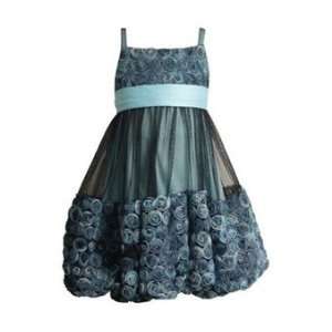  Elegant Aqua Gown with Rose Embroidery Dress Size 8 