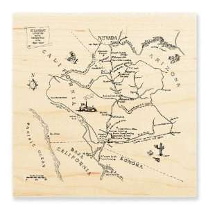   Wood Handle Rubber Stamp, Steamboat Map Image Arts, Crafts & Sewing
