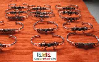 Alpaca Silver Glass Bracelets Peru Inca Market  