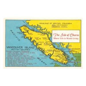  Map of Vancouver Island, British Columbia Travel Premium 