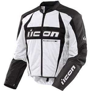 Icon Arc Mens Textile Street Racing Motorcycle Jacket   White / Small