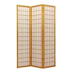 Oriental Furniture Window Pane Double Sided Shoji Room Divider Honey 