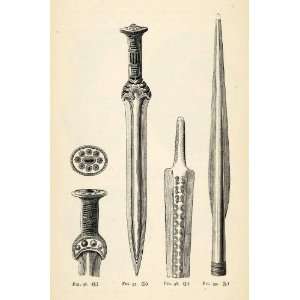   Bronze Age Tools Archaeology   Original Woodcut