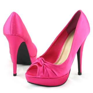   pink satin peep toe wedding platform stiletto heels pumps shoes  