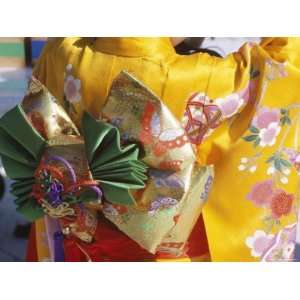  Tied Silk Sash (Obi), Kimono, Traditional Dress, Japan 