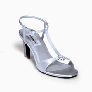 NEW Ambrosia Silver Shimmer T Strap Prom Formal Wedding Shoe Choose 