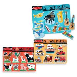  Set of 3 Sound Puzzles Farm, Vehicle & Instruments Toys 