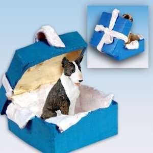  Bull Terrier Blue Gift Box Dog Ornament   Brindle