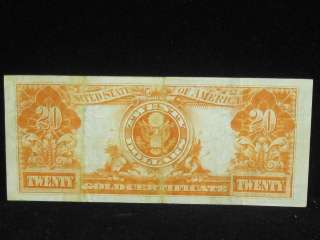 1922 Gold Certificate $20 Note  