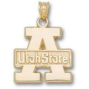  Utah State Aggies Solid 10K Gold Block A & UTAH STATE 