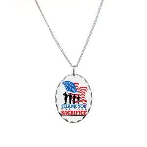 Necklace Oval Charm US Military Army Navy Air Force Marine Corps Thank 