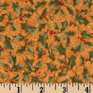  44 Wide Santas Coming Happy Holly Gold Fabric By The 
