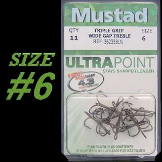 Mustad Triple Grip Treble #36233BLN ~ Size #6 ~ Qty 11 per pack