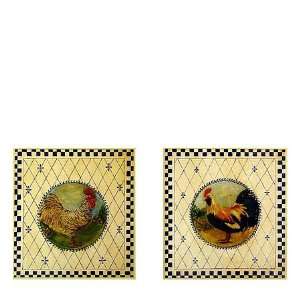  Rooster Set of 2 Wall Plaques
