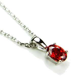  CZ Oval Necklace, Garnet Colored CZ, 18 Jewelry