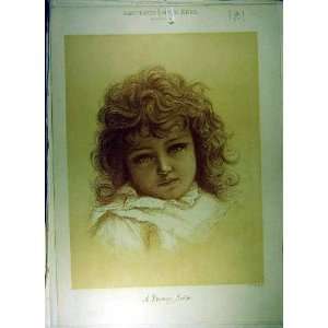   1887 Drawing Girl Pretty Studt Portrait Face Fine Art