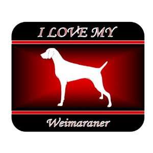  I Love My Weimaraner Dog Mouse Pad   Red Design 