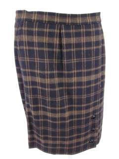 VNTG VALENTINO Black Tan Window Pane Pencil Skirt Sz 8  