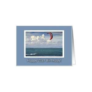  Kite surfing   Happy 21st Birthday Card Toys & Games