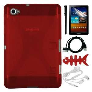  Crystal Clear Screen Protector + Red Flexible TPU Case + Stylus Pen 