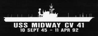 USS MIDWAY CV 41 Silhouette 4 x 12 Decals US NAVY  