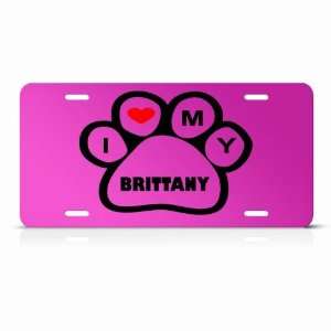  Brittany Dog Dogs Pink Novelty Animal Metal License Plate 