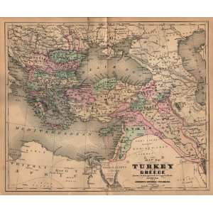    Johnson 1889 Antique Map of Turkey & Greece