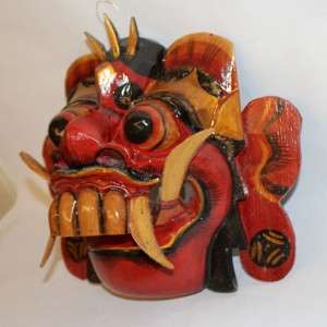 Hand Carved & Painted Balinese Rangda Demon Witch Mask  