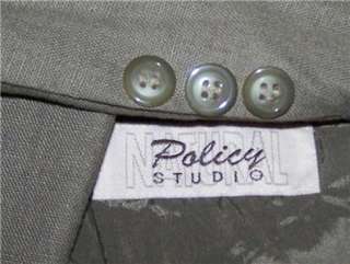 44R Policy Studio OLIVE LINEN COTTON BLEND sport coat suit blazer 