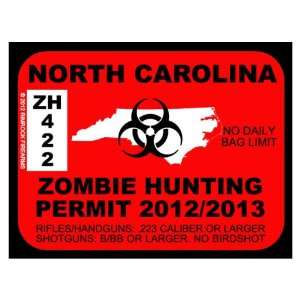  North Carolina Zombie Hunting Permit 2012 (Bumper Sticker 