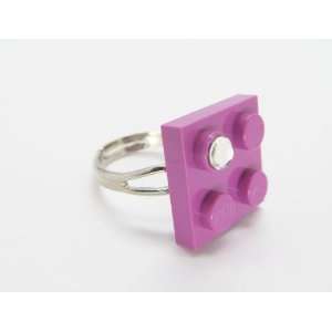  Purple Upcycled LEGO Ring with Swarovski Crystal Jewelry