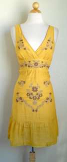 Beautiful Artisan Embroidered Dress & anthropologie earrings size 