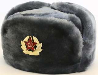 Russian ushanka winter hat. Gray Faux fur. Trapper Bomber Ear Flap 