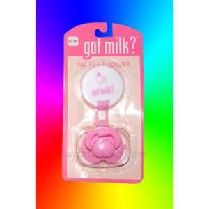  Baby Girl Pink Got Milk? Pacifier with Clip Baby