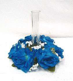 Candle Ring Rings ~ BLUE Royal Cornflower ~ Silk Wedding Flowers 