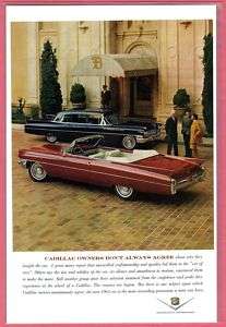 1963 CADILLAC COUPE DEVILLE RED CONVERTIBLE 2 DOOR AD  