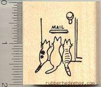 Cute kitties waiting for mail rubber stamp E8805 WM cat  