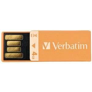  VERBATIM 97551 4GB CLIP IT USB DRIVE (ORANGE)